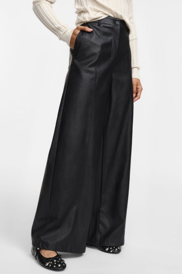 PLEASE FAUX LEATHER WIDE LEG PANTS