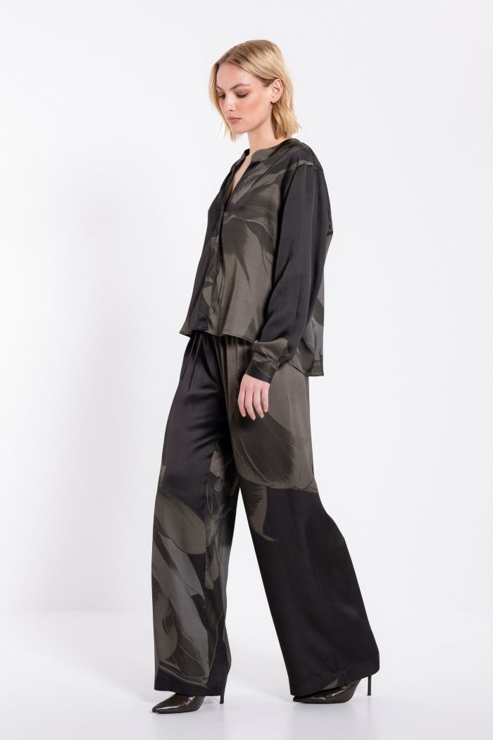 PHILOSOPHY SATIN PRINT WIDE LEG PANTS