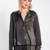 PHILOSOPHY SATIN PRINT CROPPED SHIRT