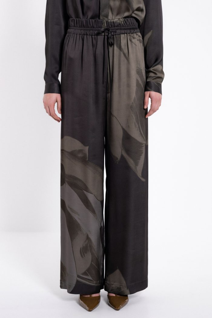 PHILOSOPHY SATIN PRINT WIDE LEG PANTS