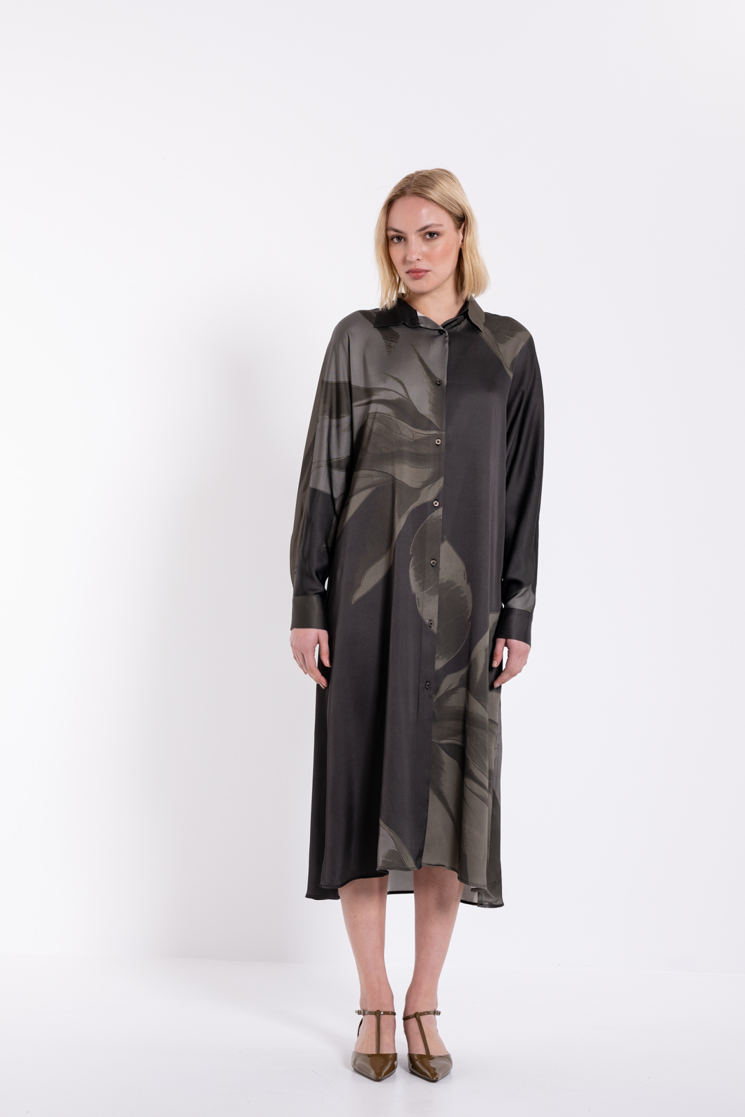 PHILOSOPHY  SATIN PRINT SHIRTDRESS