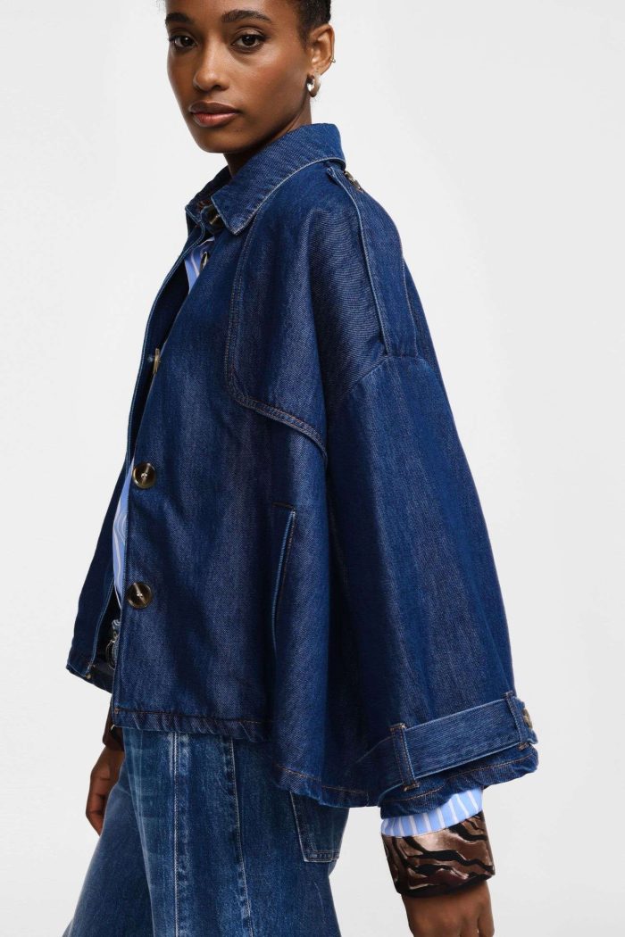 PLEASE DENIM JACKET WITH FRONT BUTTONS