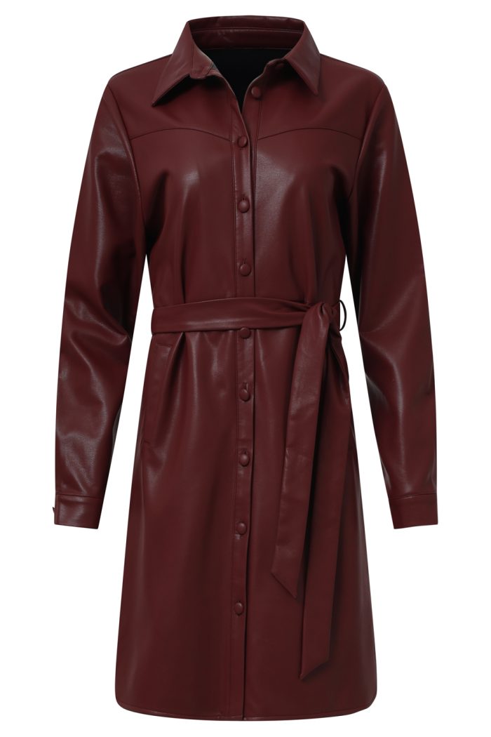 SMASHED LEMON  WOMENS PU SHIRT DRESS