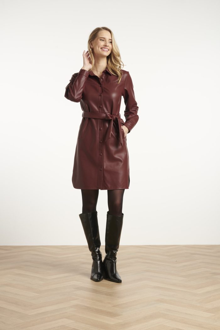 SMASHED LEMON  WOMENS PU SHIRT DRESS