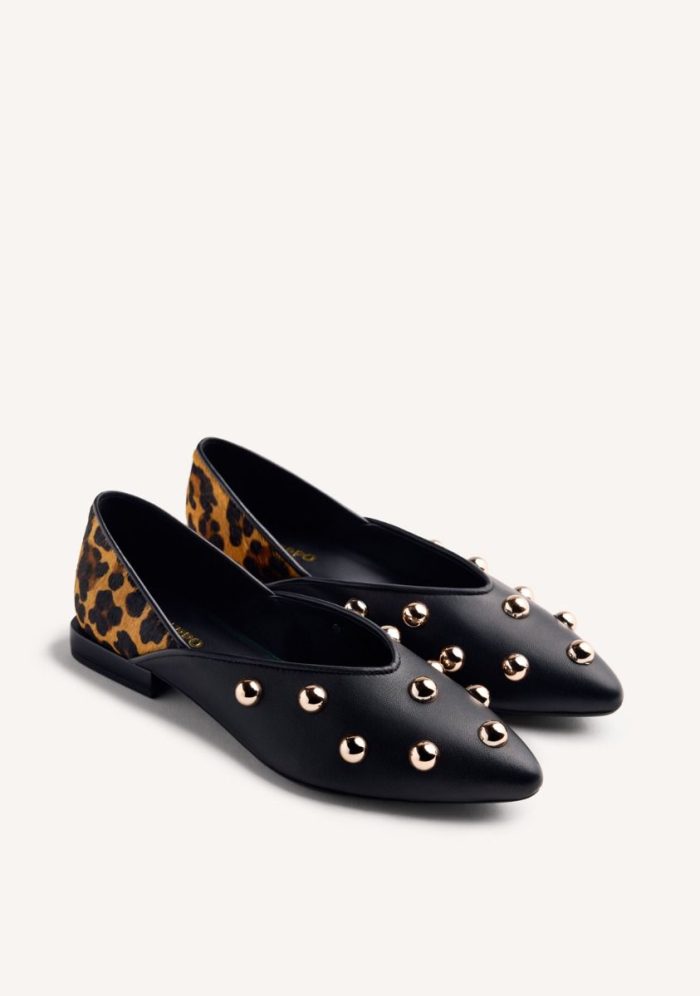 GIOSEPPO STUDDED LEATHER BALLET FLATS BRAHAM