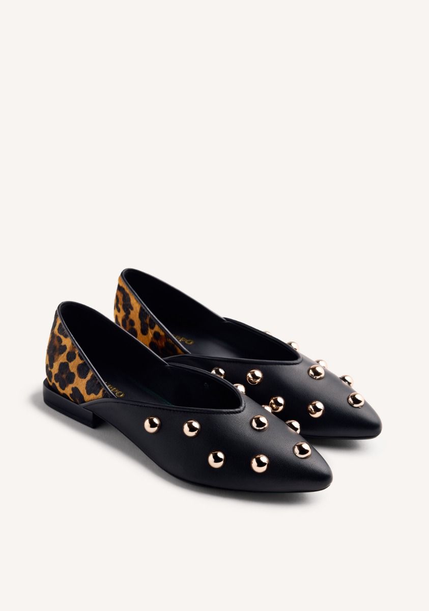 GIOSEPPO STUDDED LEATHER BALLET FLATS BRAHAM