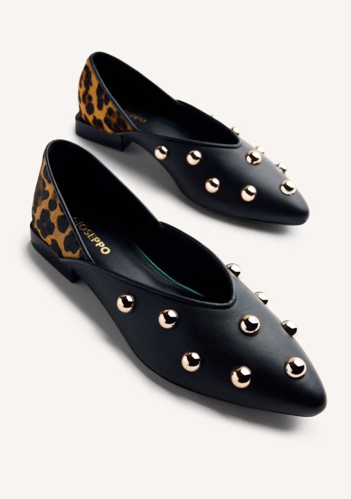 GIOSEPPO STUDDED LEATHER BALLET FLATS BRAHAM