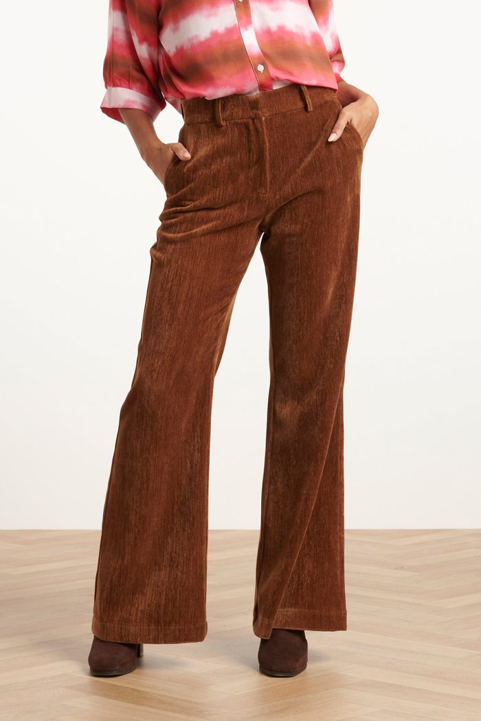 SMASHED LEMON RETRO CHIC BROWN FLARED PANTS
