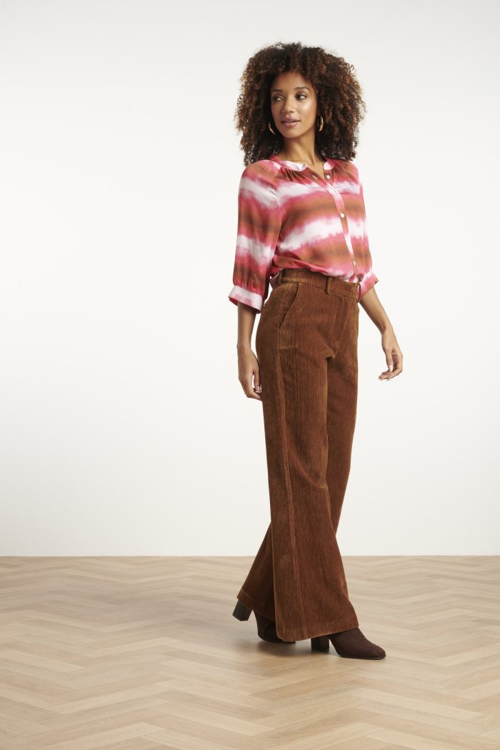 SMASHED LEMON RETRO CHIC BROWN FLARED PANTS