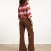 SMASHED LEMON RETRO CHIC BROWN FLARED PANTS
