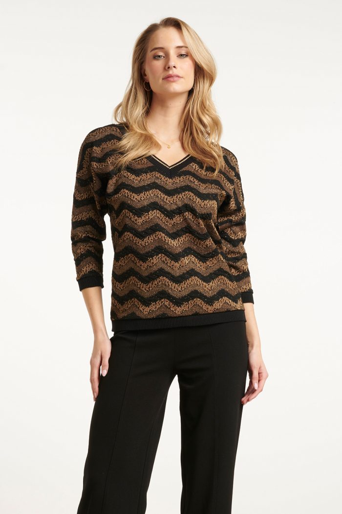 SMASHED LEMONZIG ZAG TOP WITH BLACK LUREX