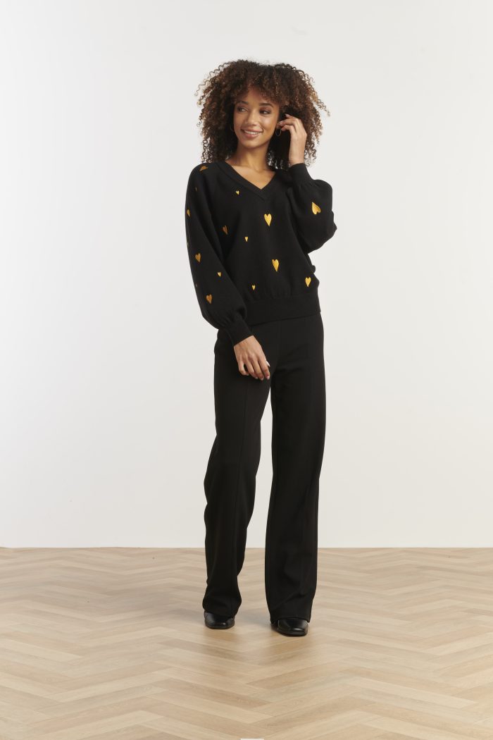 SMASHED LEMON HAARTJES KNIT TOP BLACK GOLD