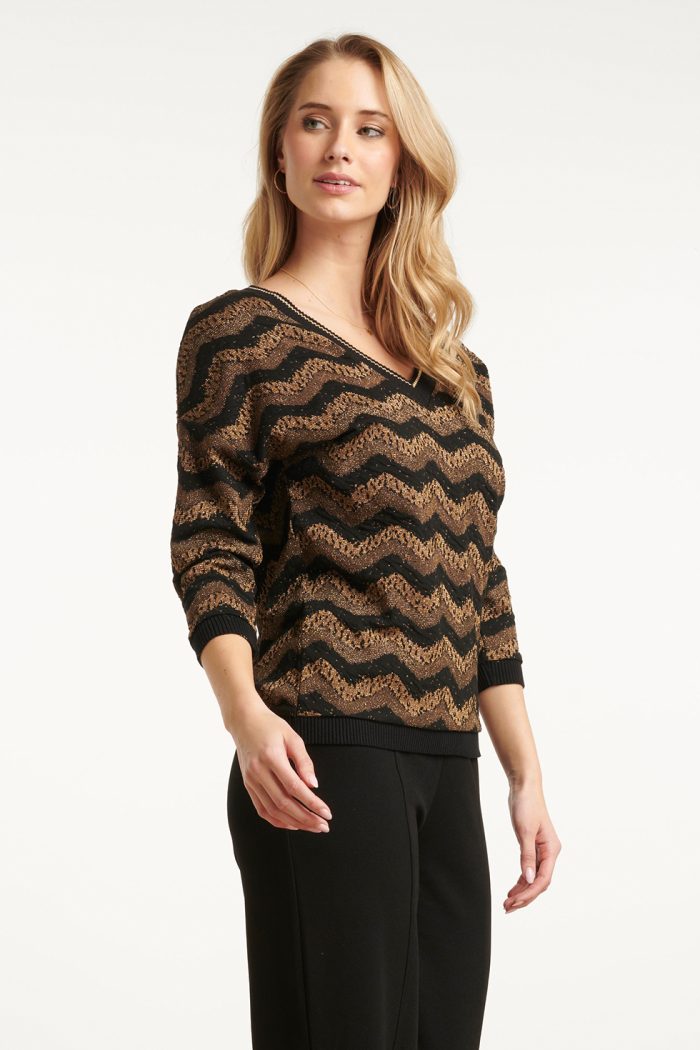 SMASHED LEMONZIG ZAG TOP WITH BLACK LUREX