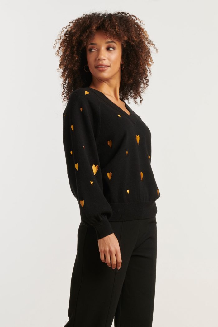 SMASHED LEMON HAARTJES KNIT TOP BLACK GOLD