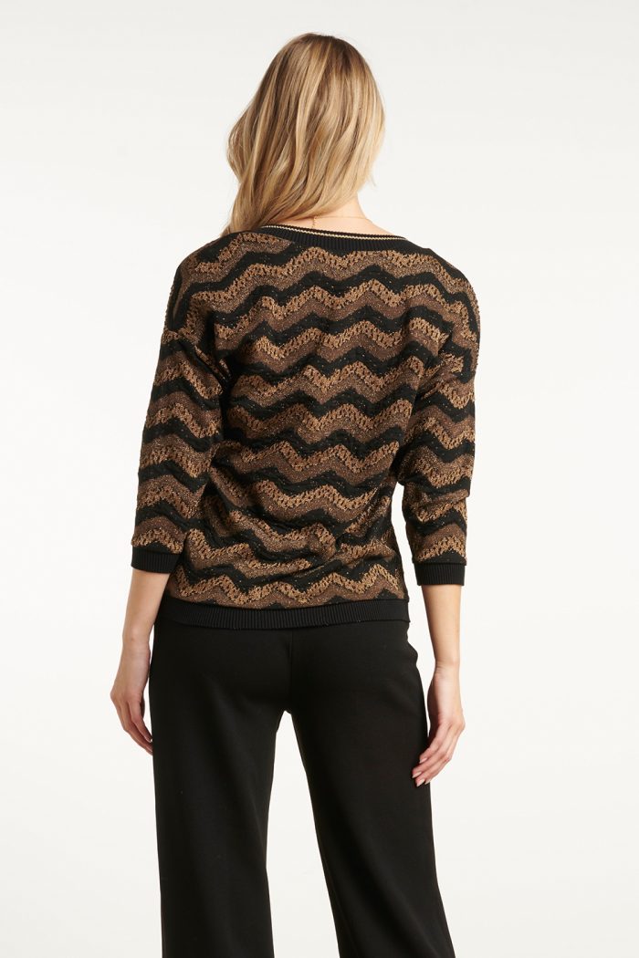 SMASHED LEMONZIG ZAG TOP WITH BLACK LUREX