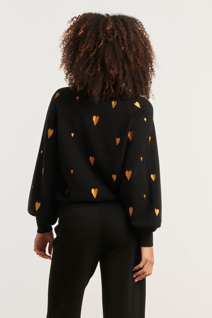 SMASHED LEMON HAARTJES KNIT TOP BLACK GOLD