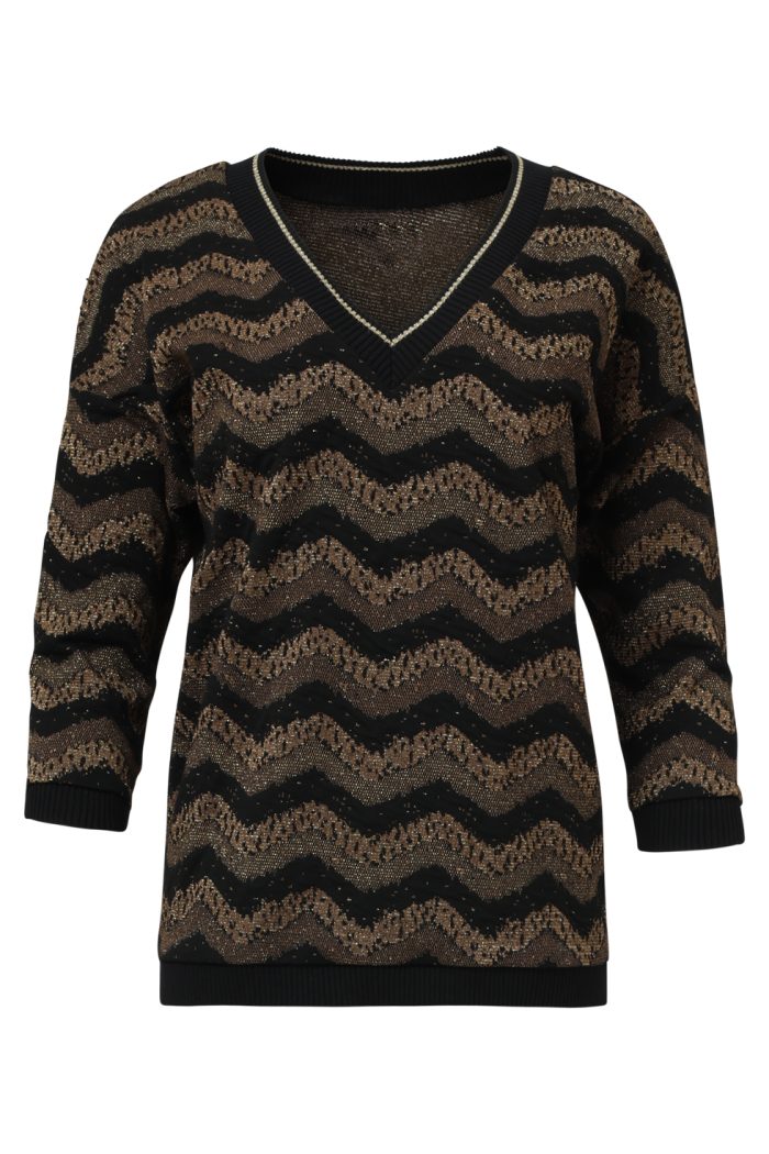 SMASHED LEMONZIG ZAG TOP WITH BLACK LUREX
