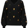 SMASHED LEMON HAARTJES KNIT TOP BLACK GOLD