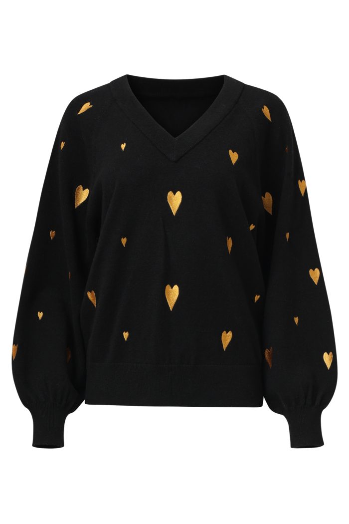 SMASHED LEMON HAARTJES KNIT TOP BLACK GOLD