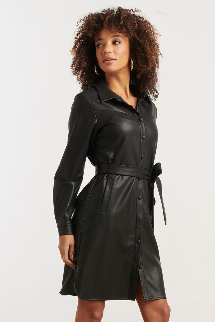SMASHED LEMON  WOMENS PU SHIRT DRESS