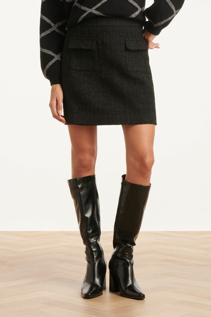 SMASHED LEMON TWEED SKIRT