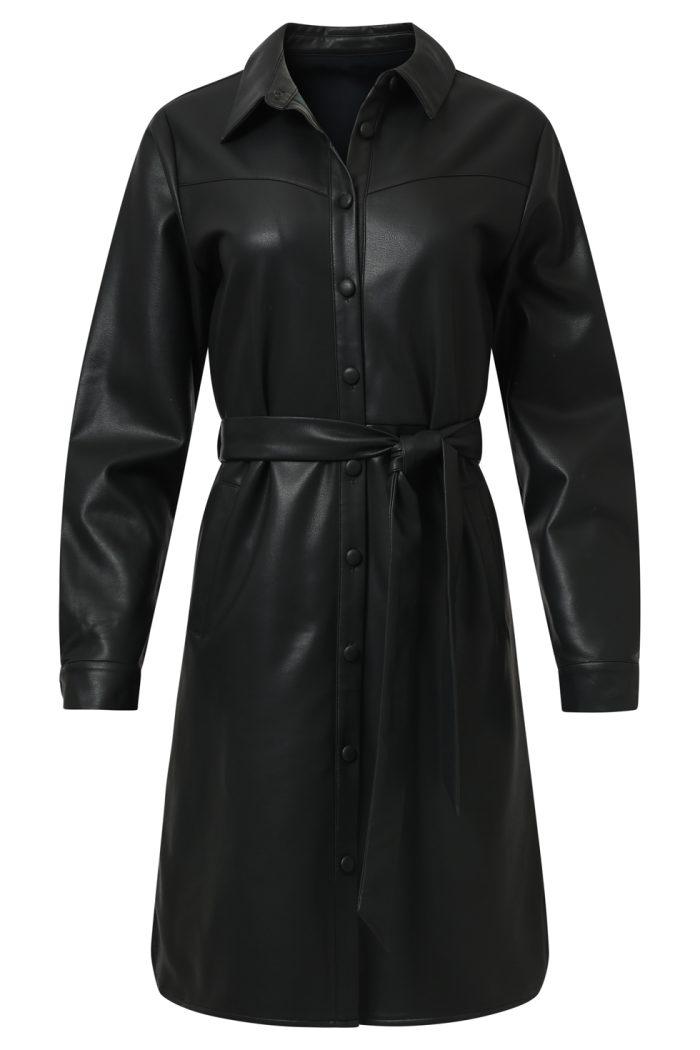 SMASHED LEMON  WOMENS PU SHIRT DRESS
