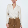 SKATIE SATIN RIBBED BLOUSE