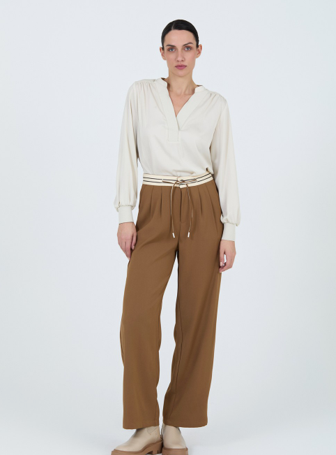 SKATIE SATIN RIBBED BLOUSE