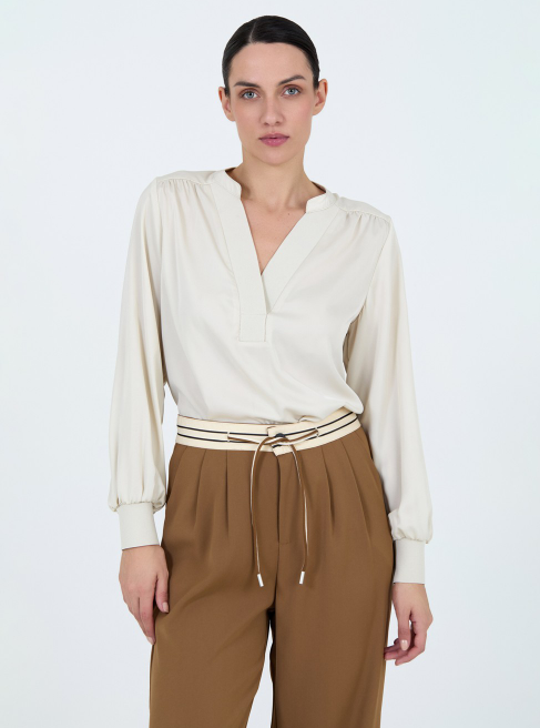 SKATIE SATIN RIBBED BLOUSE