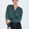 SKATIE SATIN RIBBED BLOUSE