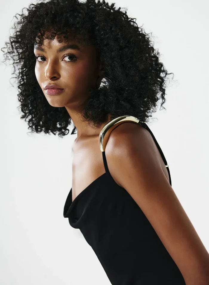 COLCCI COWL NECKLINE DRESS WITH METAL DETAIL