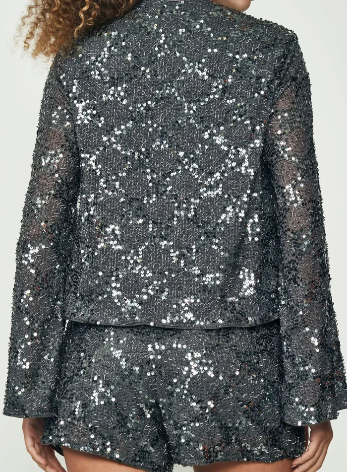 COLCCI LOOSE SEQUIN LONG SLEEVE BLOUSE