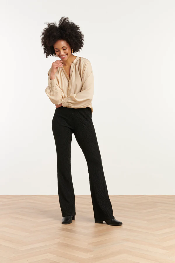 SMASHED LEMON  PANTS  WITH SUBTLE JACQUARD DESIGN