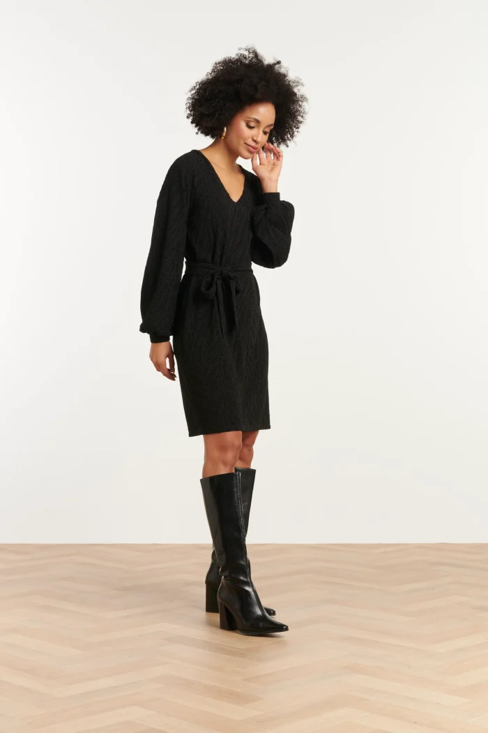 SMASHED LEMON  DRESS WITH SUBTLE JACQUARD DESIGN