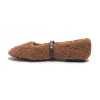 EMANUELLE MARGETA VEE FAUX FUR BALLERINA WITH STRAP 10mm HEEL