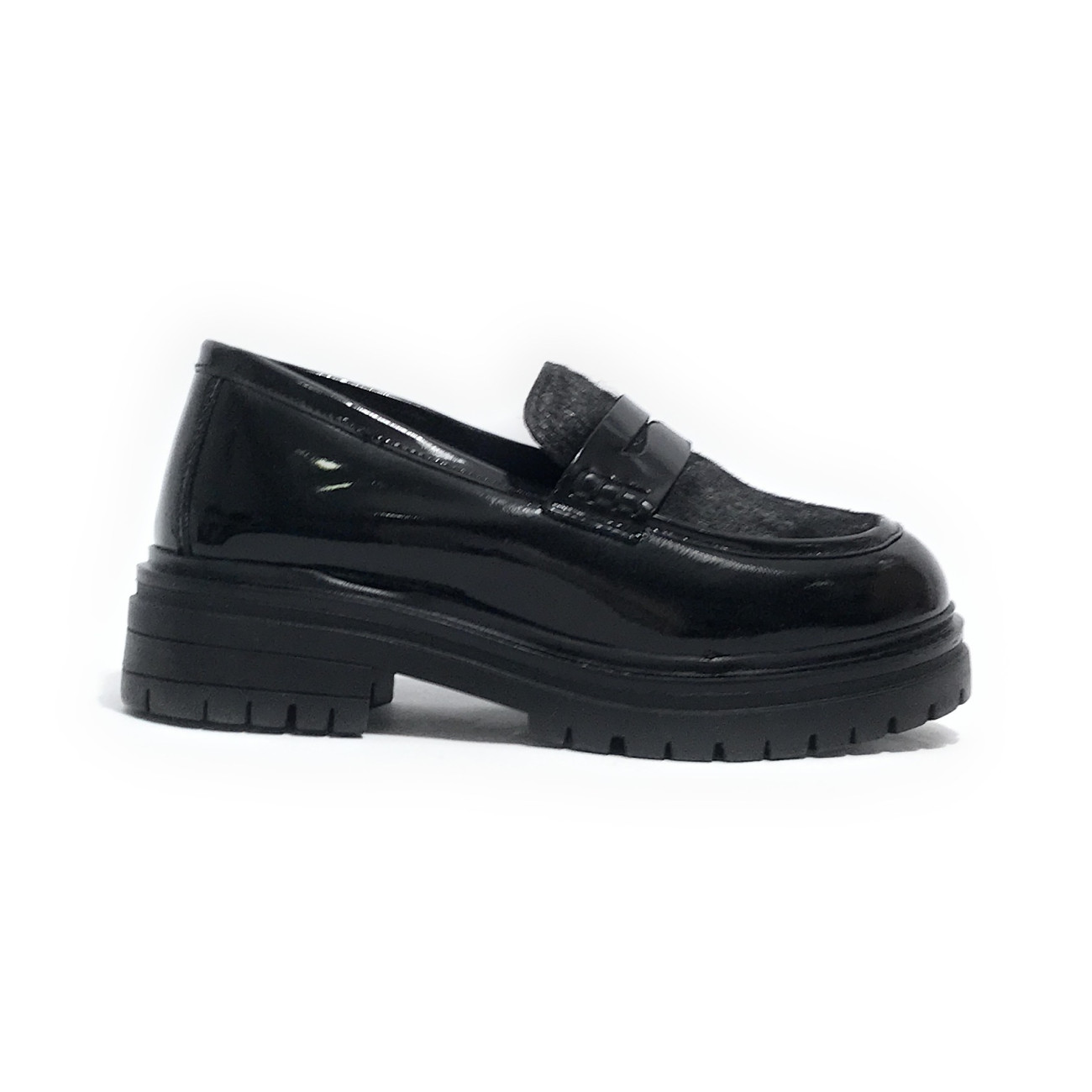 EMANUELLE VEE INDIRA MOCCASIN BLACK PONYSKIN