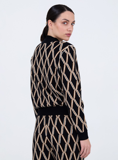 SKATIE GEOMETRIC JACQUARD CARDIGAN
