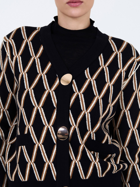 SKATIE GEOMETRIC JACQUARD CARDIGAN