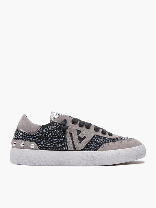 EMANUELLE VEE SNEAKER OLIVIA  HOT RHINESTONE SATIN COMBI BLACK