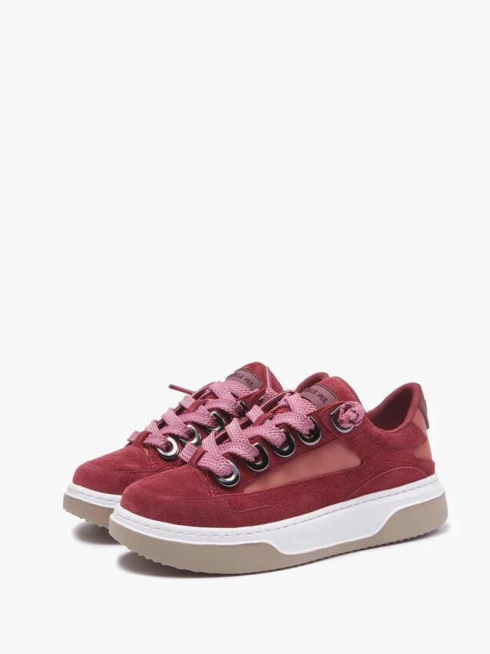 EMANUELLE VEE SNEAKER IN LEATHER SUEDE BORDEAUX