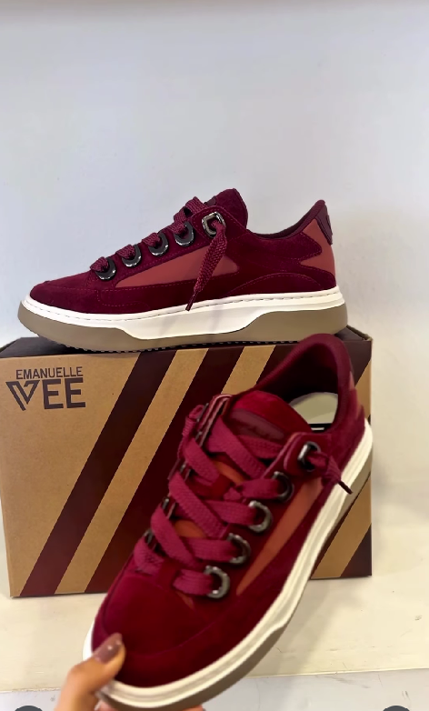 EMANUELLE VEE SNEAKER IN LEATHER SUEDE BORDEAUX