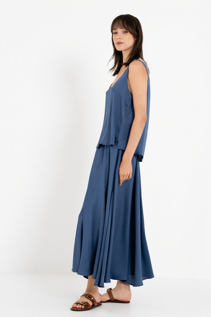 SATIN FINE ECOVERO SLEEVELESS CROPPED TOP