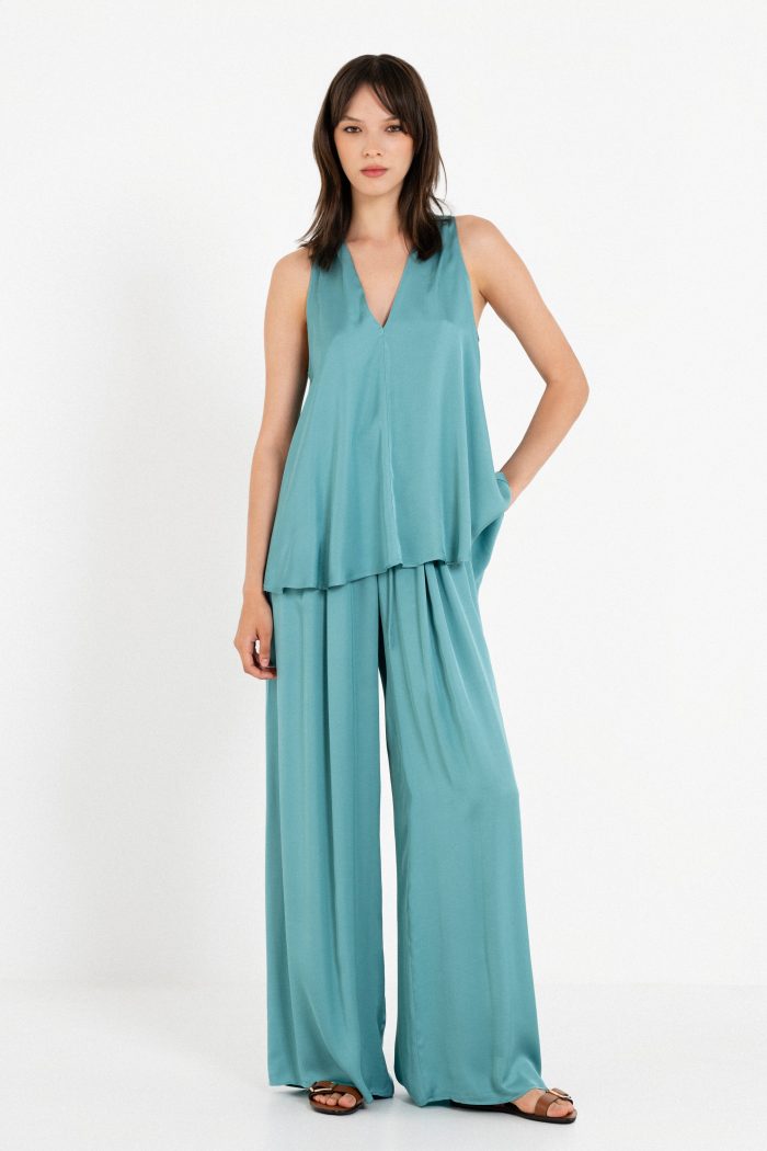 PHILOSOPHY SATIN FINE ECOVERO V NECK  TOP