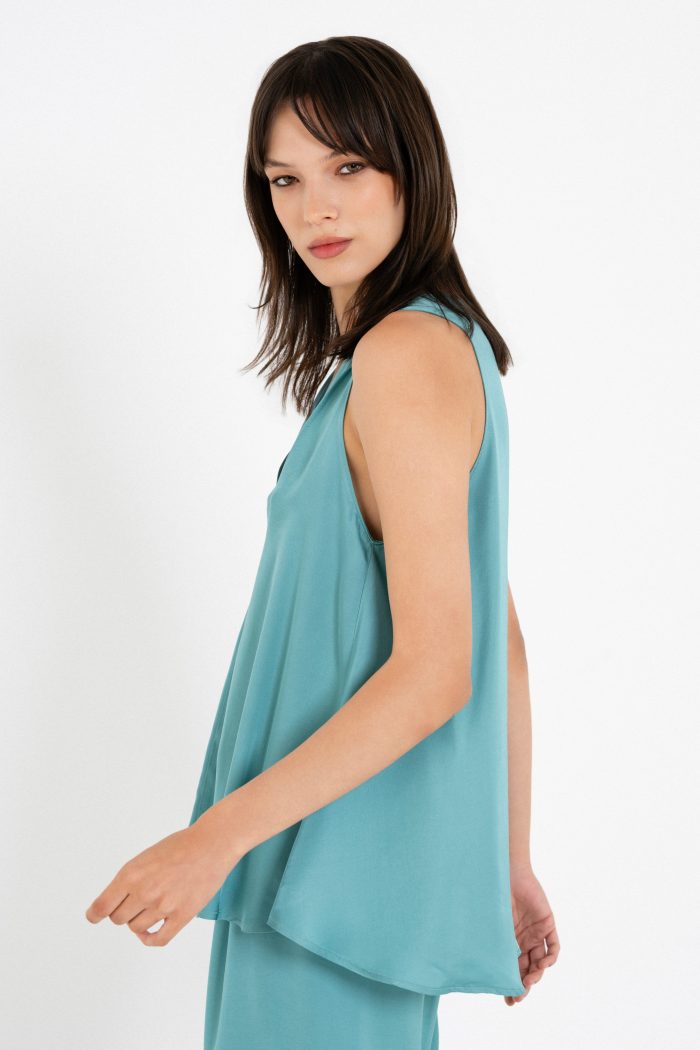 PHILOSOPHY SATIN FINE ECOVERO V NECK  TOP