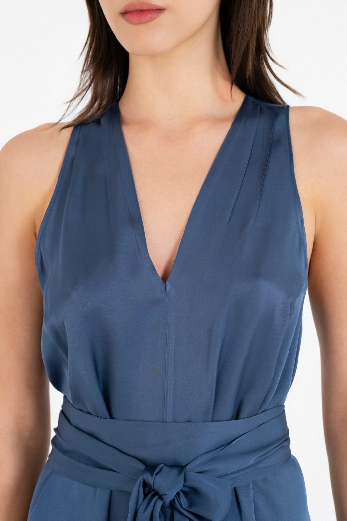 PHILOSOPHY SATIN FINE ECOVERO V NECK DRESS