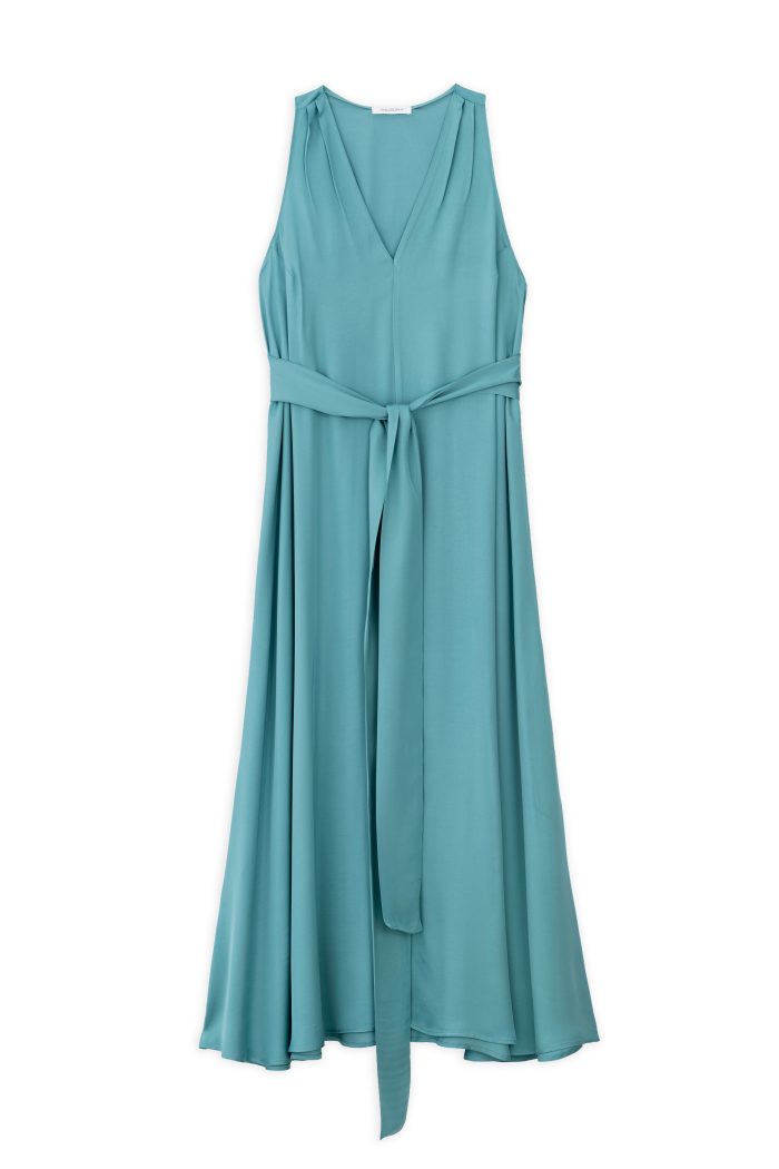 PHILOSOPHY SATIN FINE ECOVERO V NECK DRESS