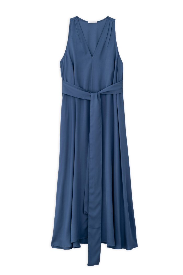 PHILOSOPHY SATIN FINE ECOVERO V NECK DRESS