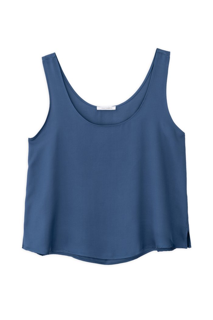 SATIN FINE ECOVERO SLEEVELESS CROPPED TOP