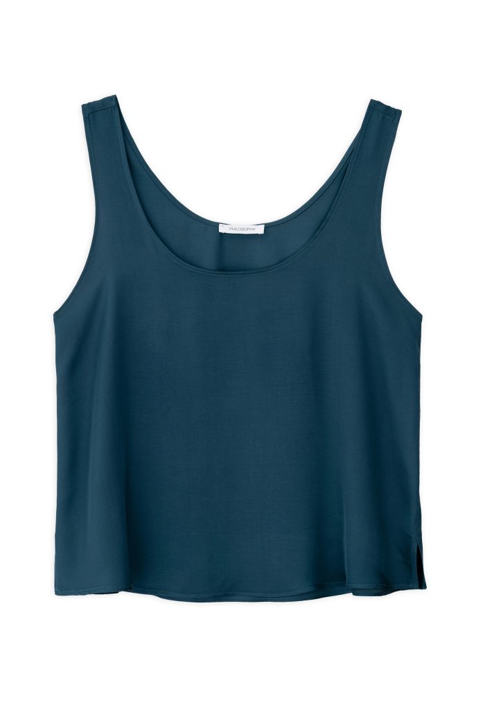 SATIN FINE ECOVERO SLEEVELESS CROPPED TOP
