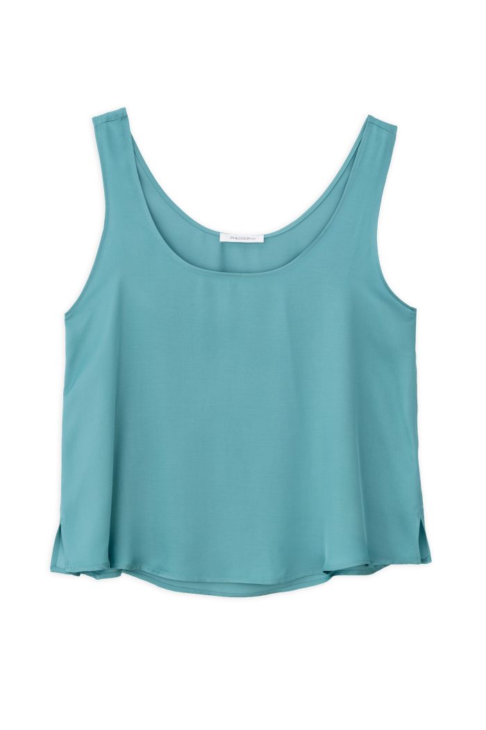 SATIN FINE ECOVERO SLEEVELESS CROPPED TOP